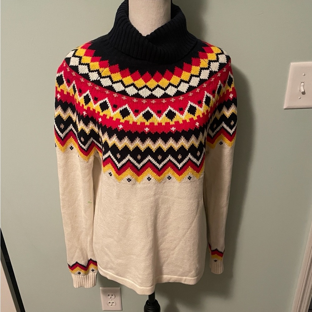 Lands' End NWOT Multicolor Turtleneck Sweater sz M